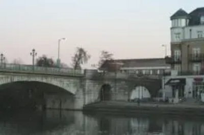 Staines bridge - showing the site where the new 7 storey development will be built