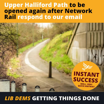 Spelthorne Liberal Democrats Halliford Station Path re-opened