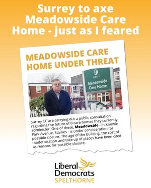 Spelthorne Liberal Democrats Meadowside Car Home to close