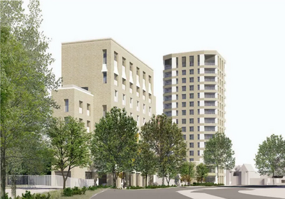 Impression of new development at Thameside, Staines