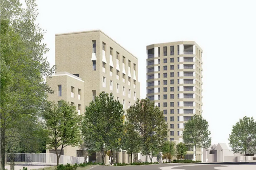 Impression of new development at Thameside, Staines