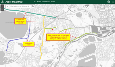 Plan of revised Active Travel Scheme in Sunbury